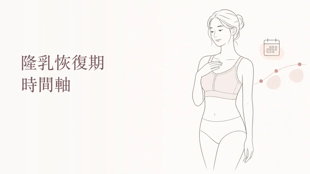 韓系線條插畫呈現隆乳術後恢復時間軸