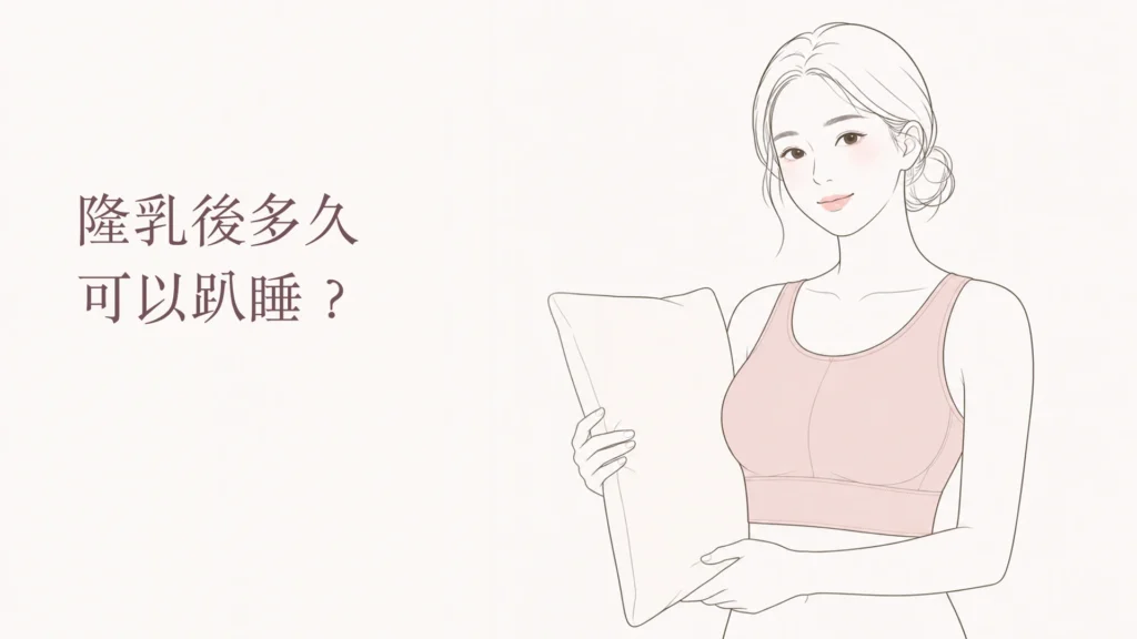 隆乳後仰睡側睡與趴睡恢復階段示意圖
